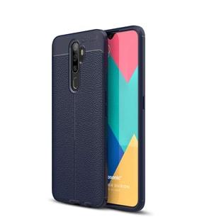 Microsonic Oppo A5 2020 Kılıf Deri Dokulu Silikon (Lacivert)