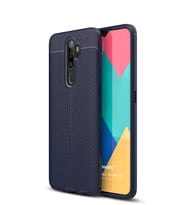 Microsonic Oppo A5 2020 Kılıf Deri Dokulu Silikon (Lacivert)