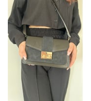 Dellashop Çift Kilitli Çapraz Askılı Kadin Çantası (Siyah)
