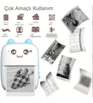 Taşınabilir Portatif Mini Cep Yazıcı Bluetooth Bağlantılı Telefon Bilgisayar Ve Tablet Uyumlu (Mavi)