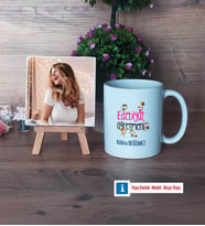 Edebiyat Öğretmeni Fotoğraflı Dekoratif Taş, Kupa Bardak Beyaz Hediye (Model 1)