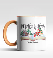 Kişiye Özel Mulu Yıllar Tasarımlı Siyah Kupa (Turuncu)