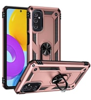 Galaxy M52 Kılıf Yüzüklü Standlı Manyetikli Armor Zırh Silikon (Rose)