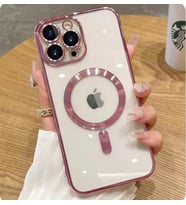 Apple iPhone 14 Pro Kılıf Kamera Korumalı Magsafe Parlak Luxury (Lila)