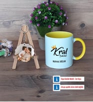 Kral Babam Babaya Hediye Kupa Bardak Beyaz ve Fotoğraflı Ahşap Anahtarlık Hediye (Model 7)