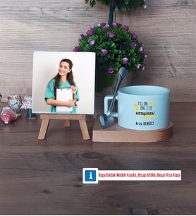 En İyi Hemşire Fotoğraflı Dekoratif Taş, Kupa Bardak Beyaz Hediye (Model 8)