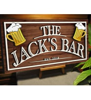 BK Gift Kişiye Özel Kabartma Tasarım Ahşap Bar Tabelası 61cm, Home Bar Tabela, Rustik Ev Dekorasyonu, Duvar Dekoru (Model 3)