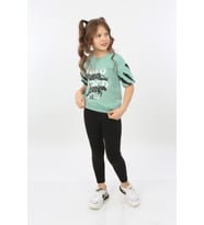 Toontoy Kız Çocuk Wild Wood Girl Baskılı Tişört (Yeşil)