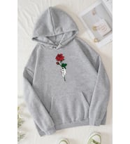 Unisex Rose Baskılı Sweatshirt (Gri)