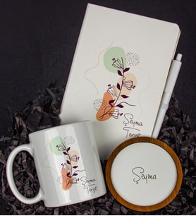 Kişiye Özel Defter Kalem Kupa Ve Bardak Altlığı Hediye Seti 103685 (Model 3)