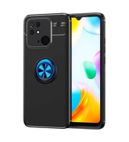 Xiaomi Redmi 10C Kılıf Zore Ravel Yüzüklü Silikon Kılıf (Siyah-Mavi)