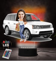 Doğum Günü Hediyesi,Sevgiliye Hediye, Kişiye Özel Fotoğraflı Range Rover Kadın Tasarım Karikatür 3D Led Lamba (RGB)