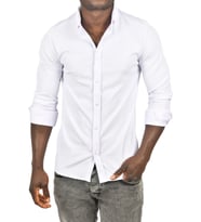 DeepSEA Erkek  Likralı Kumaşı Fitilli Slim Fit Uzun Kollu Gömlek 2500805 (Beyaz)