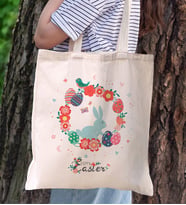 BK Gift Happy Easter Tasarımlı Kanvas Bez Çanta, Baskılı Omuz Çantası, Alışveriş Çantası, Plaj Çantası, Arkadaşa Hediye (Model 11)