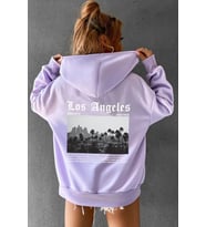 Unisex Los Angles  Baskılı Sweatshirt (Lila)