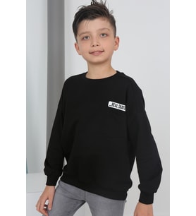 Toontoy Erkek Çocuk Baskılı Sweatshirt (Siyah)