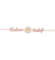 Kişiye Özel 925 Ayar Gümüş Çift İsim Papatya Bileklik (Rose)