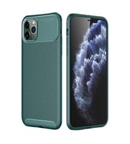 Uyumlu Model Apple iPhone 11 Pro Kılıf Karbon Silikon Case (Yeşil)