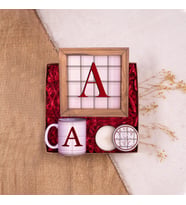 Canım Öğretmenim & Doğal Ahşap Çerçeve, Kupa , Candleaf Mum-Set 3 (Kırmızı)