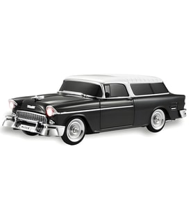 Megamus WS-1955 Chevrolet araba şekilli kablosuz BT hoparlör TF USB FM Handsfree TWS LED şarj edilebilir (Siyah)