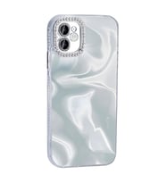 iPhone 12 Kılıf Airbagli Parlak Taş Detay Tasarımlı Esila Kılıf (Beyaz)