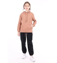 Toontoy Kız Çocuk Nakışlı Sweatshirt (Kahverengi)