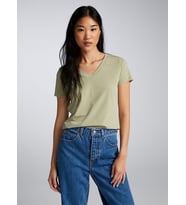 Kadın V Yaka Tshirt SPR24TSK45 (Haki)