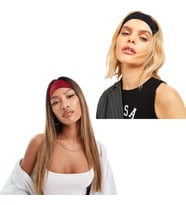 2' Li Spor Saç Bantları - Elastik Kaymaz İnce Saç Ter Kafa Bandı Bandana, Kadın & Erkek Koşu Fitness Yoga Pilates Makyaj Yüz Yıkama Atletik Egzersiz Saç Bandı (Siyah-Bordo)