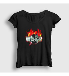 Presmono Kadın Beyaz Logo Wasp T-Shirt 383979tt (Siyah)