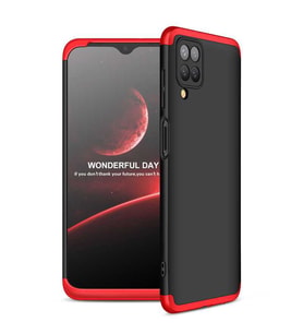Galaxy M12 Kılıf Zore Ays Full Koruma Kılıf (Siyah-Kırmızı)