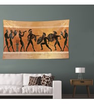 Antik Mısırlı Leke Tutmaz Kadife Dokulu Kumaş Duvar Örtüsü Duvar Halısı Tapestry (Taba)