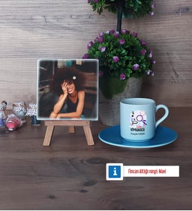 Kimyager Fotoğraflı Dekoratif Taş, Ahşap Altlıklı Türk Kahvesi Fincanı Hediye (Model 5)