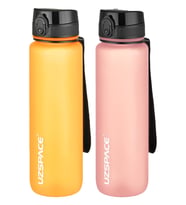 Uzspace 2'li Tritan Matara Seti 1000 ml Büyük Boy 14 Farklı Renk Seçeneği FiftyFifty (Pembe-Fuşya)