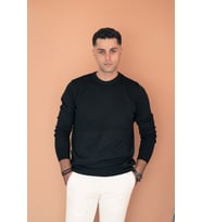 SIFIR YAKA PAMUKLU SLİMFİT BASİC ERKEK TRİKO KAZAK (Siyah)