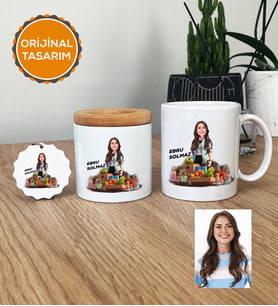 Kişiye Özel Karikatürlü Diyetisyen Hediye Seti Kupa Bardak, Kalemlik, Anahtarlık Kadın Diyetisyene Hediye Diyetisyenler Günü Hediyesi (Beyaz)