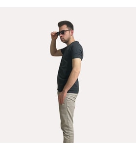 İtibar & Erkek V Yaka T-Shirt & Slim Fit (Antrasit)