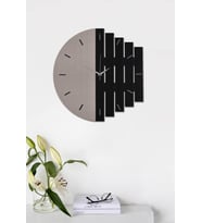 Dekoratif Ahşap Duvar Saati 43 Cm - Ritim (Vizon - Siyah)
