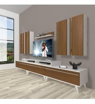 Decoraktiv Ekoflex 8d Mdf Retro Tv Ünitesi Tv Sehpası (Beyaz - Ceviz)