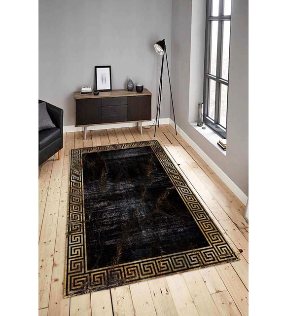 Dijital Baskılı Yıkanabilir Kaymaz Modern Renkli Salon Halısı Mutfak Halısı Yolluk ND-HY-1257 (Kahverengi)