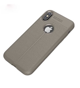 Uyumlu Model Apple iPhone XS Max 6.5 Kılıf Deri Tarzı Niss Silikon Case (Gri)