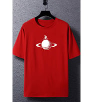 Unisex Astronaut Rides Baskılı T-shirt (Kırmızı)