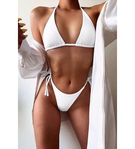 Angelsin Bağlamalı Bikini Takım (Beyaz)