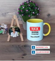 Hukuk Okuduğumu Söylemiş Miydim Kupa Bardak Beyaz ve Fotoğraflı Ahşap Anahtarlık Hediye (Model 7)