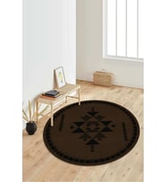 Dijital Baskılı Kaymaz Taban Yıkanabilir Yuvarlak Salon Halısı Koridor Halısı Paspas NDY-SD-1058 (Kahverengi)