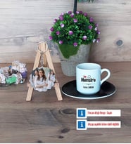 Hemşire Türk Kahvesi Fincanı Ahşap Altlıklı ve Fotoğraflı Ahşap Anahtarlık Hediye (Model 7)