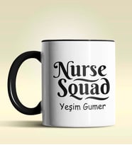 Kişiye Özel Nurse Squad (Hemşire Tayfası) Tasarımlı Turuncu Kupa (Siyah)