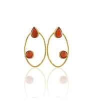 Kadir Jewellery 22 Ayar Altın Kaplama Geometrik Küpe -El İşçiliği Ve Hipoalerjenik Küpe (Kırmızı)