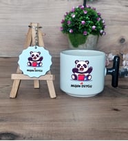 Sevimli Panda Hediye Seti Kupa Bardak T Kulplu ve Anahtarlık Arkadaşa Sevgiliye Hediye (Model 6)