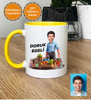 Kişiye Özel Karikatürlü Diyetisyen Kupa Bardak Beyaz Diyetisyenler Günü Hediyesi Erkek Diyetisyene Hediye (Sarı)