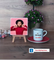 Odyolog Fotoğraflı Dekoratif Taş, Ahşap Altlıklı Türk Kahvesi Fincanı Hediye (Model 3)